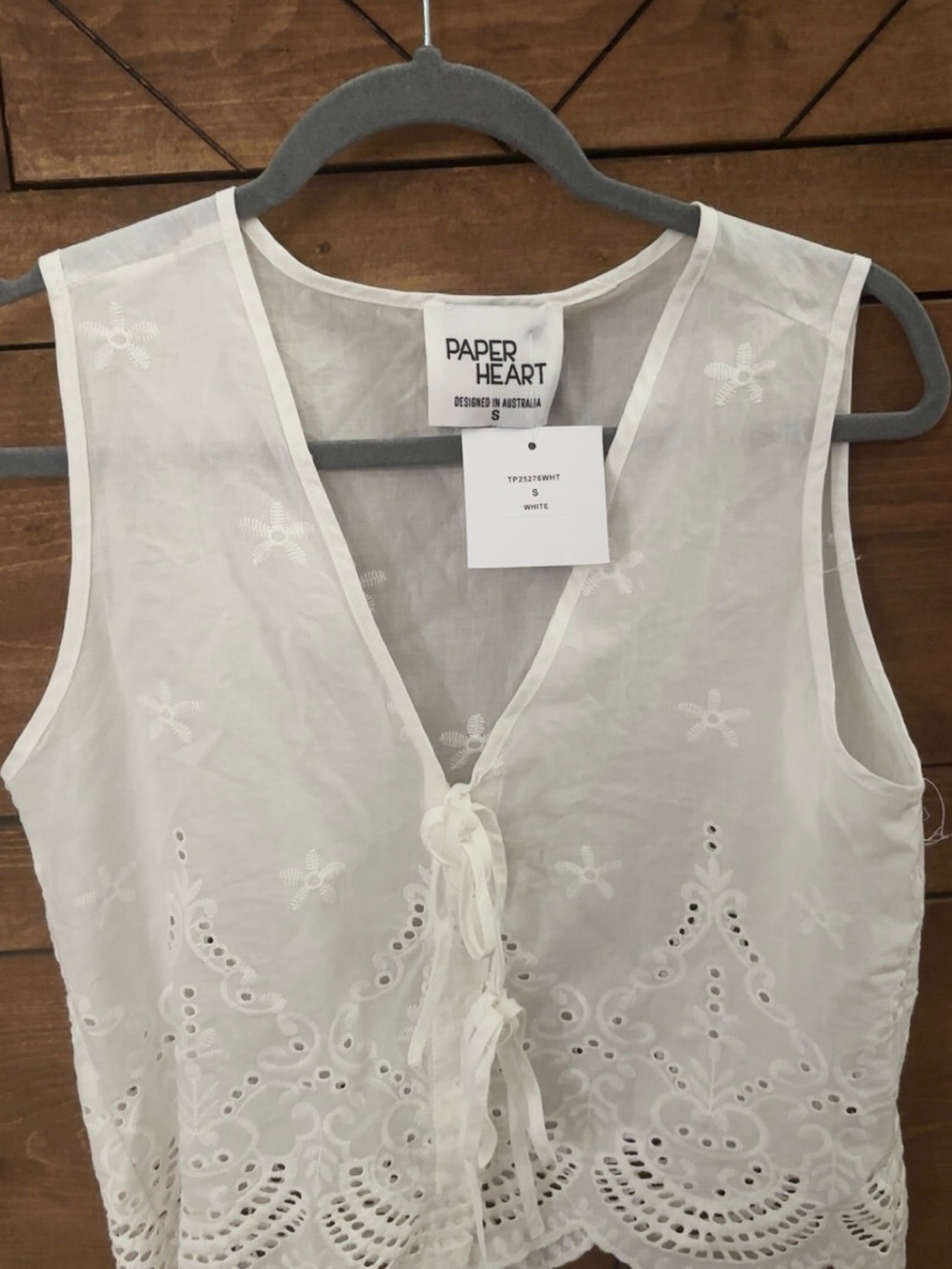 White Embroidered Sleeveless Top